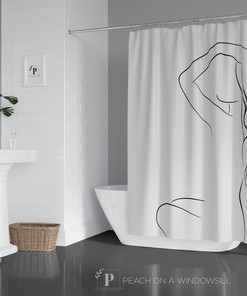 Female Body Outline Shower Curtain, Celebrate the Feminine Form in Your Bathroom Decor