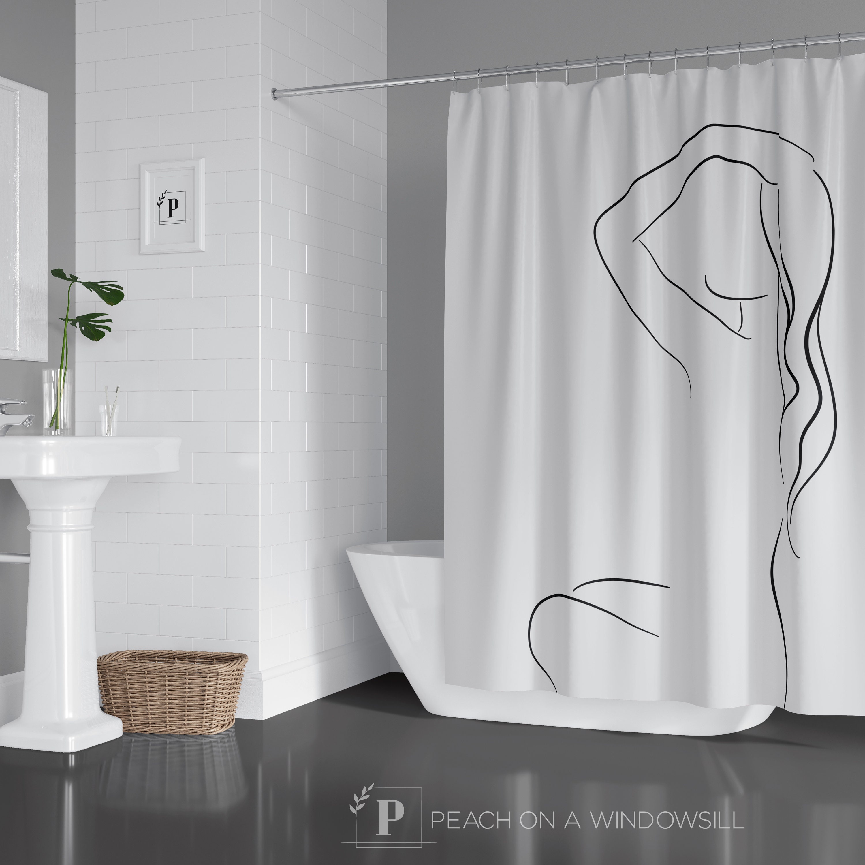 Female Body Outline Shower Curtain, Celebrate the Feminine Form in Your Bathroom Decor