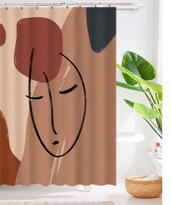 Feminine Abstract Female Face Shower Curtain, Waterproof & Washable, Feminization Decor Bathroom Set