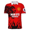 Fierce Manchester United Red Black Dragon Polo Shirt in All Over Print