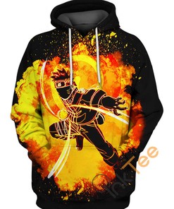 Fiery Uzumaki Naruto Hoodie in 3D Design