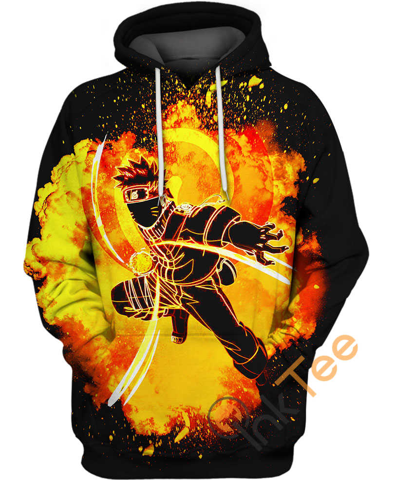 Fiery Uzumaki Naruto Hoodie in 3D Design
