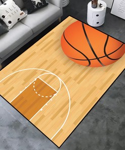Fire and Ice Basketball Home Decor Area Rug for Boys' Room and Playroom - Non-Slip Rubber Backing with Printed Design