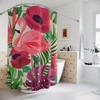 Flamingo 1950's Retro Tropical Birds of Paradise Monstera Hibiscus Shower Curtain with Vintage Appeal