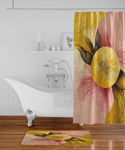 Floral Abstract Shower Curtain - Modern Bath Curtain with Optional Bathroom Accessories for Minimalist Bathroom Decor