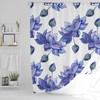 Floral Boho Shower Curtain With Blue Lotus Flowers, Fabric Bathroom Print, Eclectic Home Linens, Unique Bathroom Decor