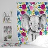 Floral Elephant Shower Curtain Set with Optional Bath Accessories