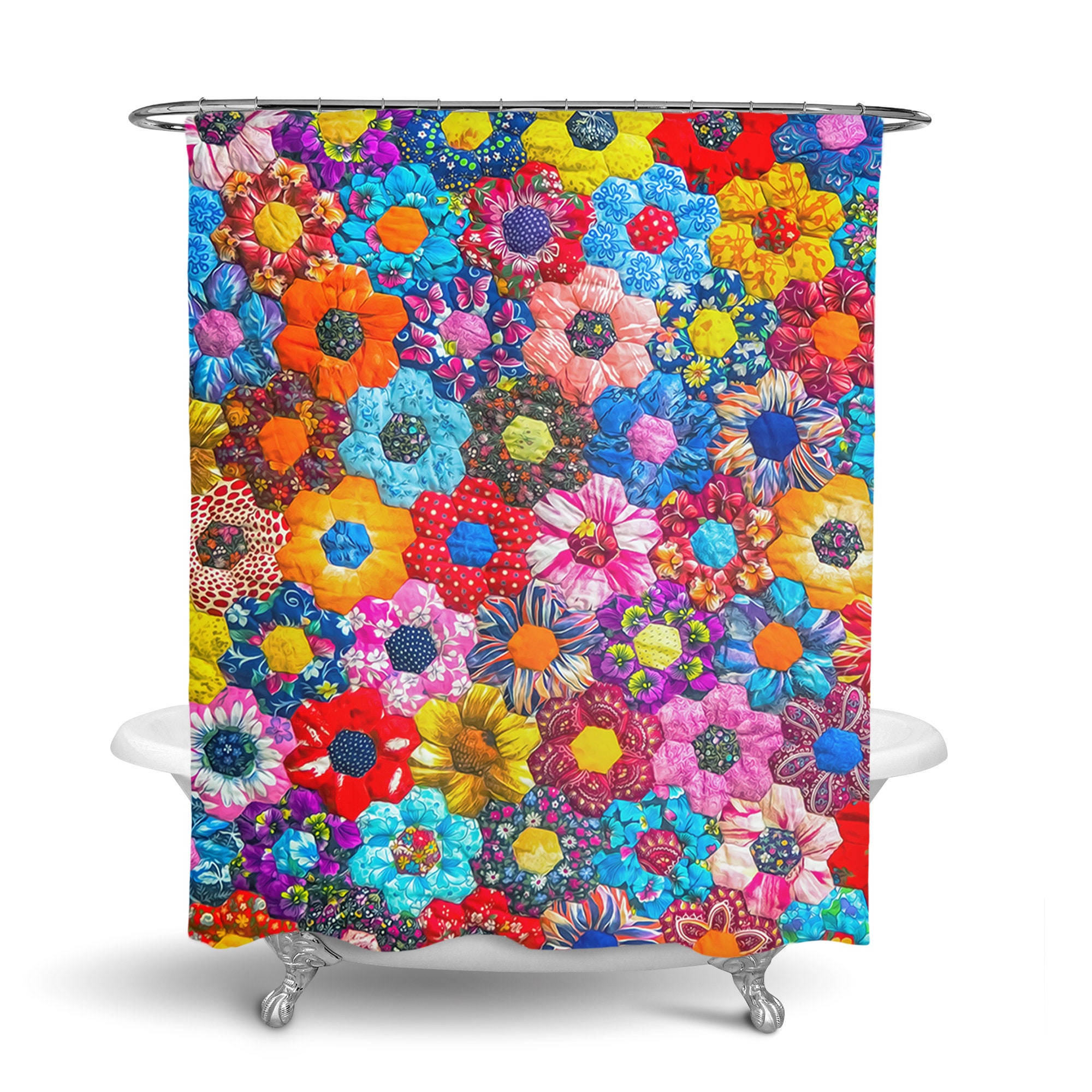 Floral Hippie Shower Curtain with Optional Towels and Mat for Boho Decor - Image 3