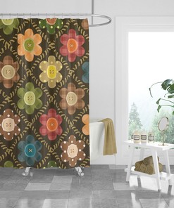 Floral Patchwork Boho Shower Curtain, Colorful Fabric Print, Optional Towels and Mat, Eclectic Bathroom Accessories