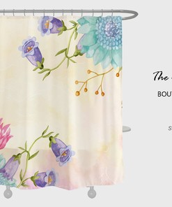 Floral Plant Watercolor Flowers Shower Curtain with Hooks