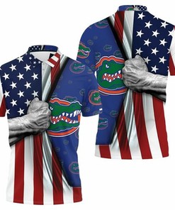 Florida Gators American Flag Ripped Polo Shirt with 3D All Over Print and Breathable Fabric