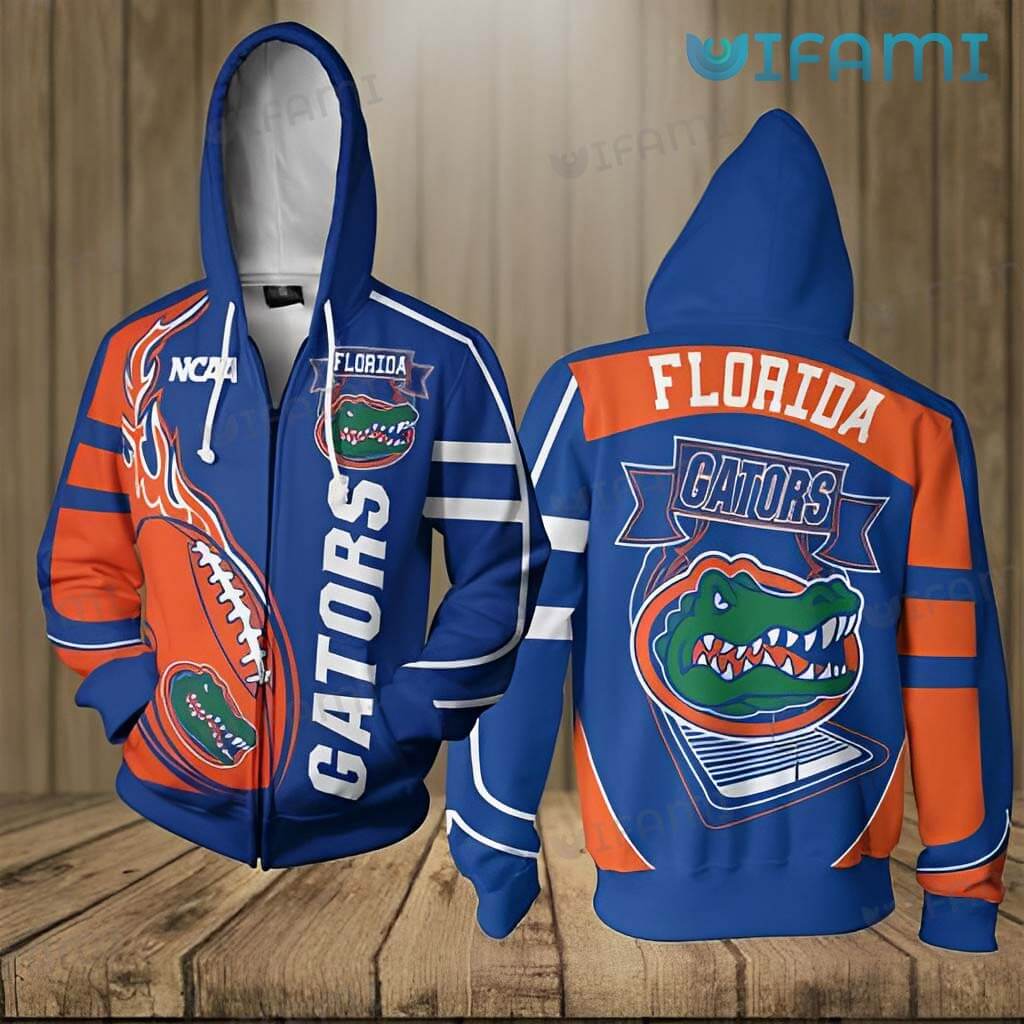 Florida Gators Football on Fire 3D Zip Up Hoodie Perfect for Gator Fans