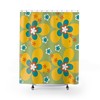 Flower Power Green, Orange, White, and Teal Retro Mid Mod Groovy Shower Curtain for a Summer Vibe