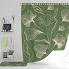 Flower Shower Curtain | Floral Green and Pink Flowers | Waterproof Fabric Shower Curtains Vintage Design