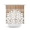 Flower Shower Curtain, Tan and White Bathroom Farmhouse Decor, Stylish Bathtub Curtain for Girls