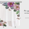Flowers Butterfly Shower Curtain, Minimalist Plant Floral Bathroom Decor with Customizable Size