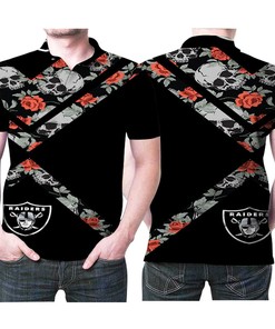Flowers and Skull Patterned Las Vegas Riders 3D Printed Polo Shirt with All Over Print and T-Shirt Combo