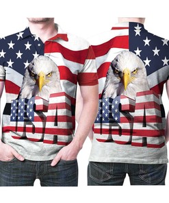 Fly with Pride and Power in USA Eagle American Flag 3D All Over Print Polo Shirt