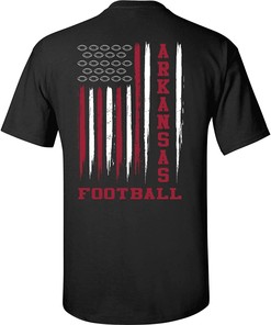 Football Flag American Flag Sports Fan Game Day Tailgating Short Sleeve T-Shirt Ideal For Razorbacks Game Days