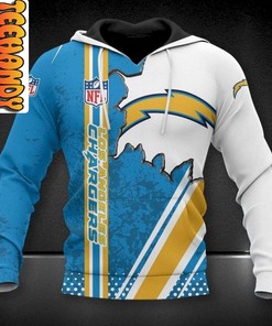 Football NFL All Over Print 3D Hoodie for Los Angeles Chargers Fans