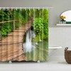 Forest Trail Landscape Shower Curtain | Wooden Bridge by the Creek, Bathroom Curtain | Home Bath Decor
