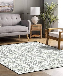 Forks, Spoons, and Knives on Retro Style Square Rug, Boho Area Rugs for Home Decor with Vintage Charm