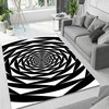 Fractal Vortex Custom Rug - Innovative Black and White Spiral Living Room Area Rug with a Modern Twist