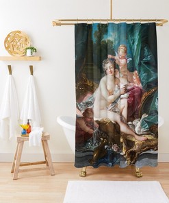 Francois Boucher Classic Art Bath Shower Curtain | Waterproof Eco-Friendly Curtain + Hooks | Bathroom Decor + Quotes