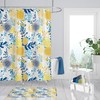 French Country Yellow and Blue Floral Shower Curtain - Elegant Bath Curtain with Matching Mat