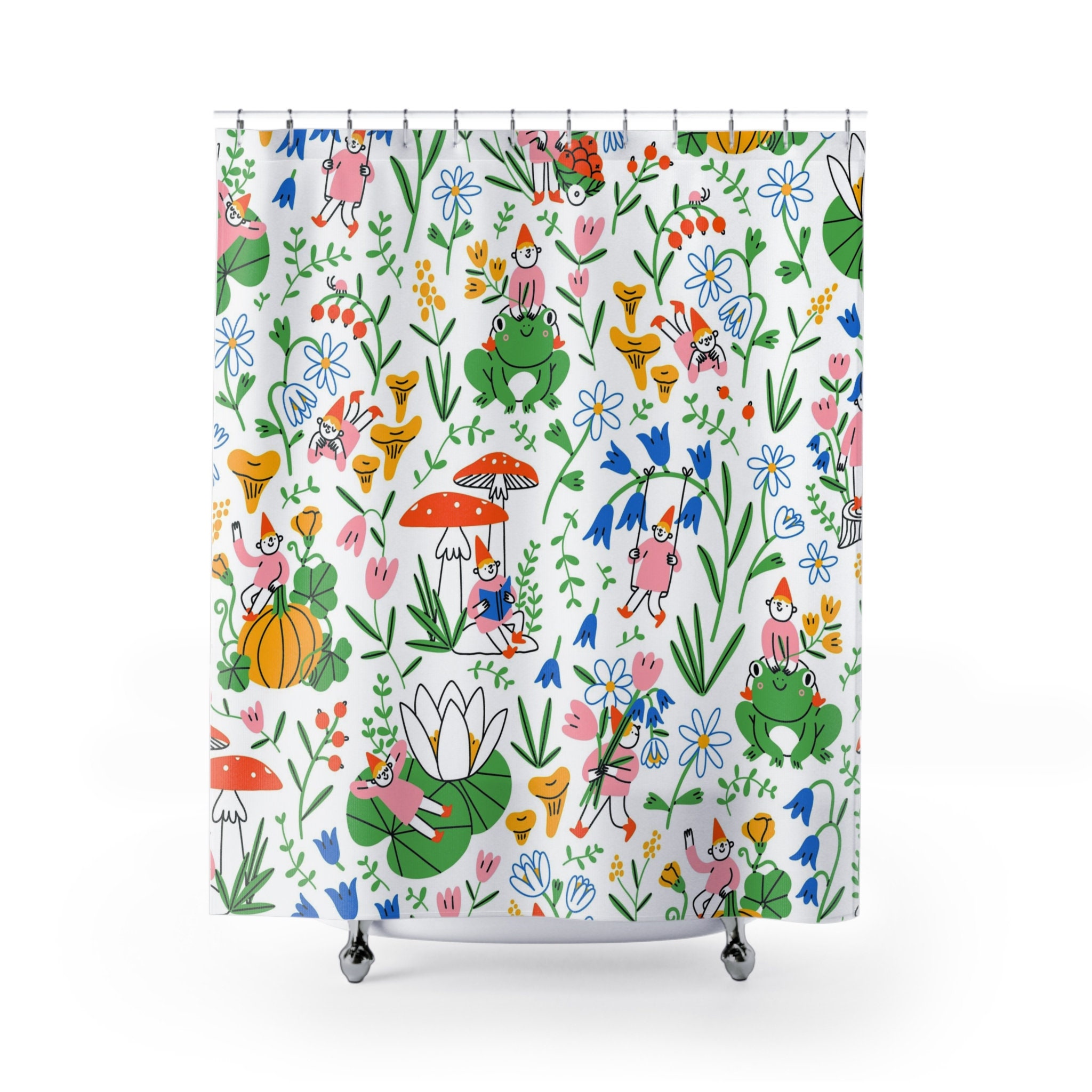 Frog Prince Shower Curtain | Children's Bathroom Shower Curtain | 71 x 71 | Kids Bath Design Restroom shower curtains