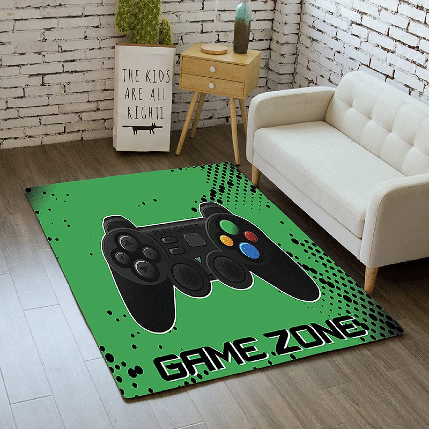 Fun Doormat for Kids' Playroom: Non-Slip Carpet with Customize Name Gaming Rug Design