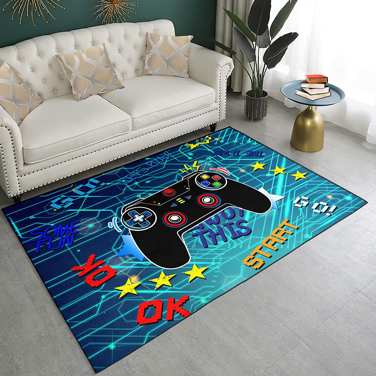 Fun Game Toys Car Play Mat for Bedroom with Personalized Name Cartoon Parking Lot Carpet