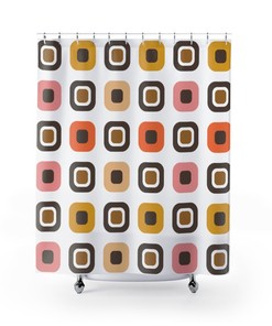 Fun Multicolor Mid Century Modern Retro Shower Curtain for a Funky Bathroom