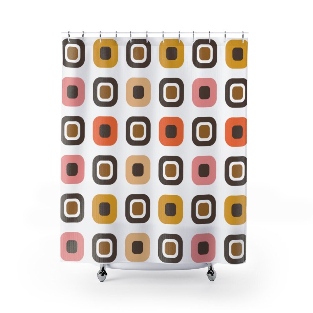 Fun Multicolor Mid Century Modern Retro Shower Curtain for a Funky Bathroom