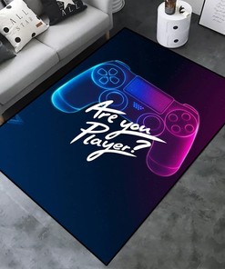 Fun Video Game Area Rug - 3D Printed Living Room Mat with Game Controller Pattern Non-Slip Polyester Decor for Gamer Room
