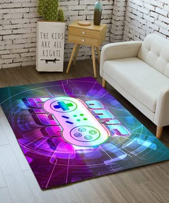 Fun and Stylish Game Room Area Rugs: Gamer Floor Mat and Doormat with Cartoon Gamepad Design