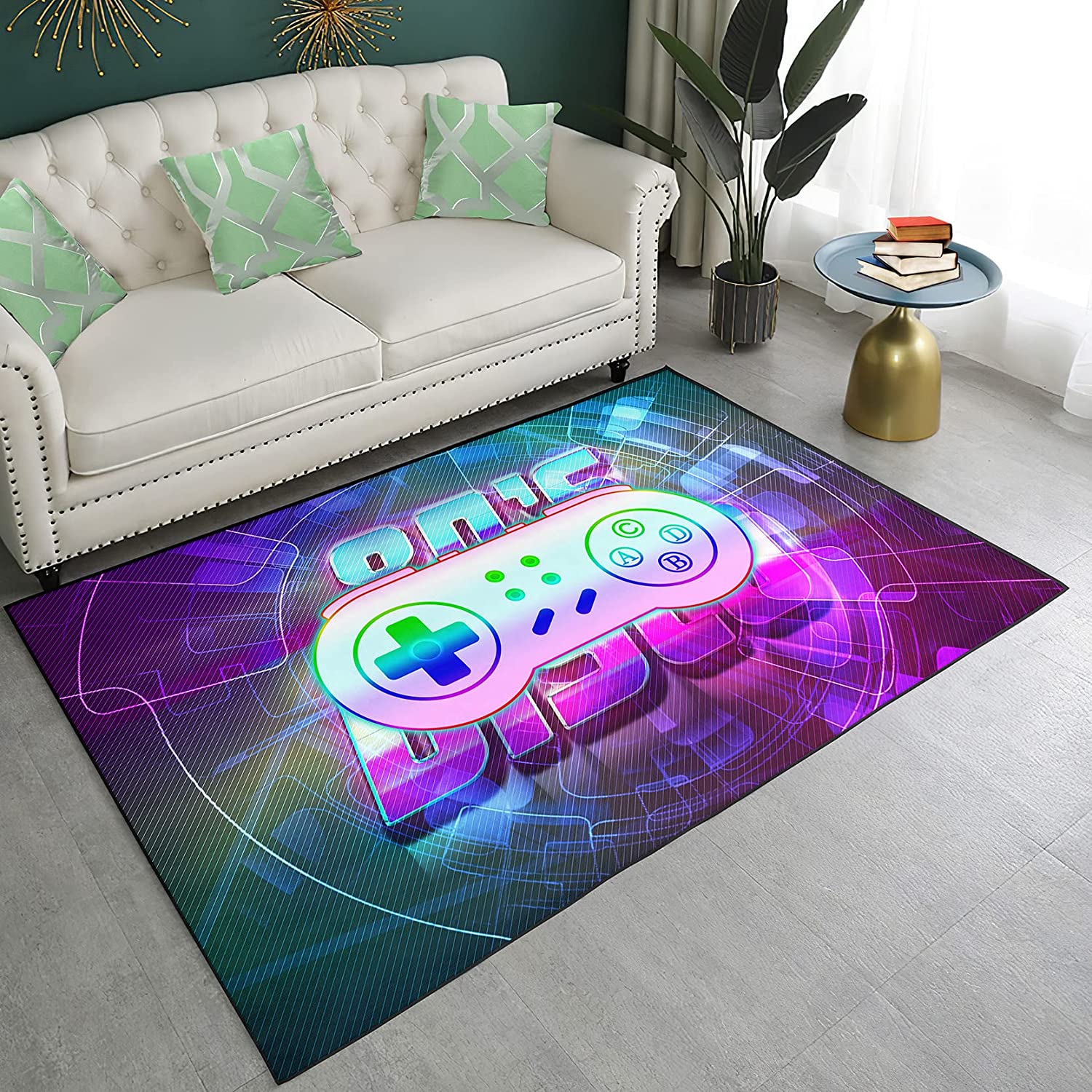 Fun and Stylish Game Room Area Rugs: Gamer Floor Mat and Doormat with Cartoon Gamepad Design - Image 2