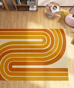 Funky 70s Groovy Trippy Wavy Hippie Preppy Abstract Cool Cute Area Rugs for Living Room and Bedroom