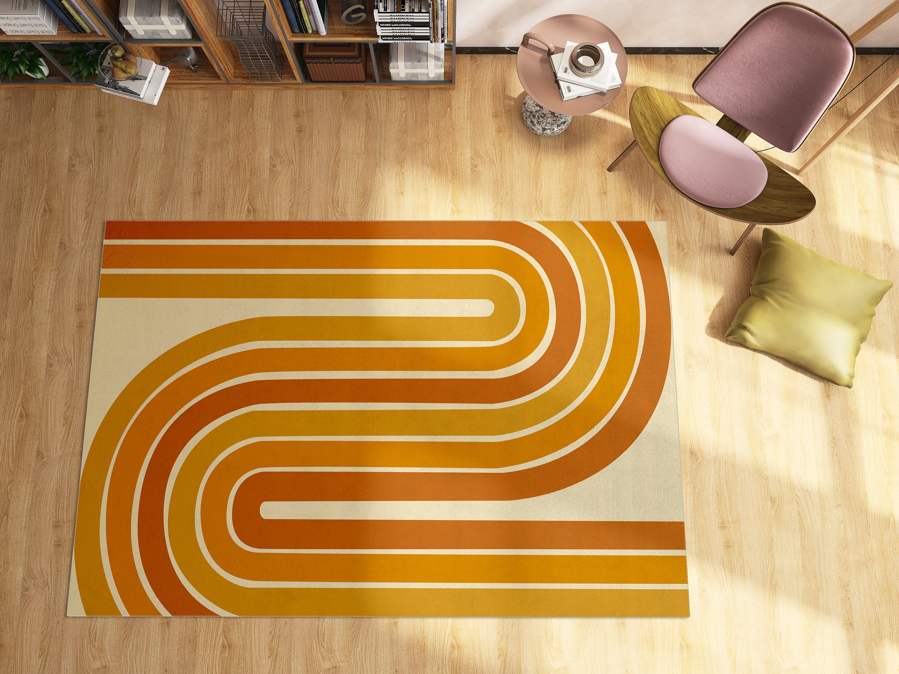 Funky 70s Groovy Trippy Wavy Hippie Preppy Abstract Cool Cute Area Rugs for Living Room and Bedroom