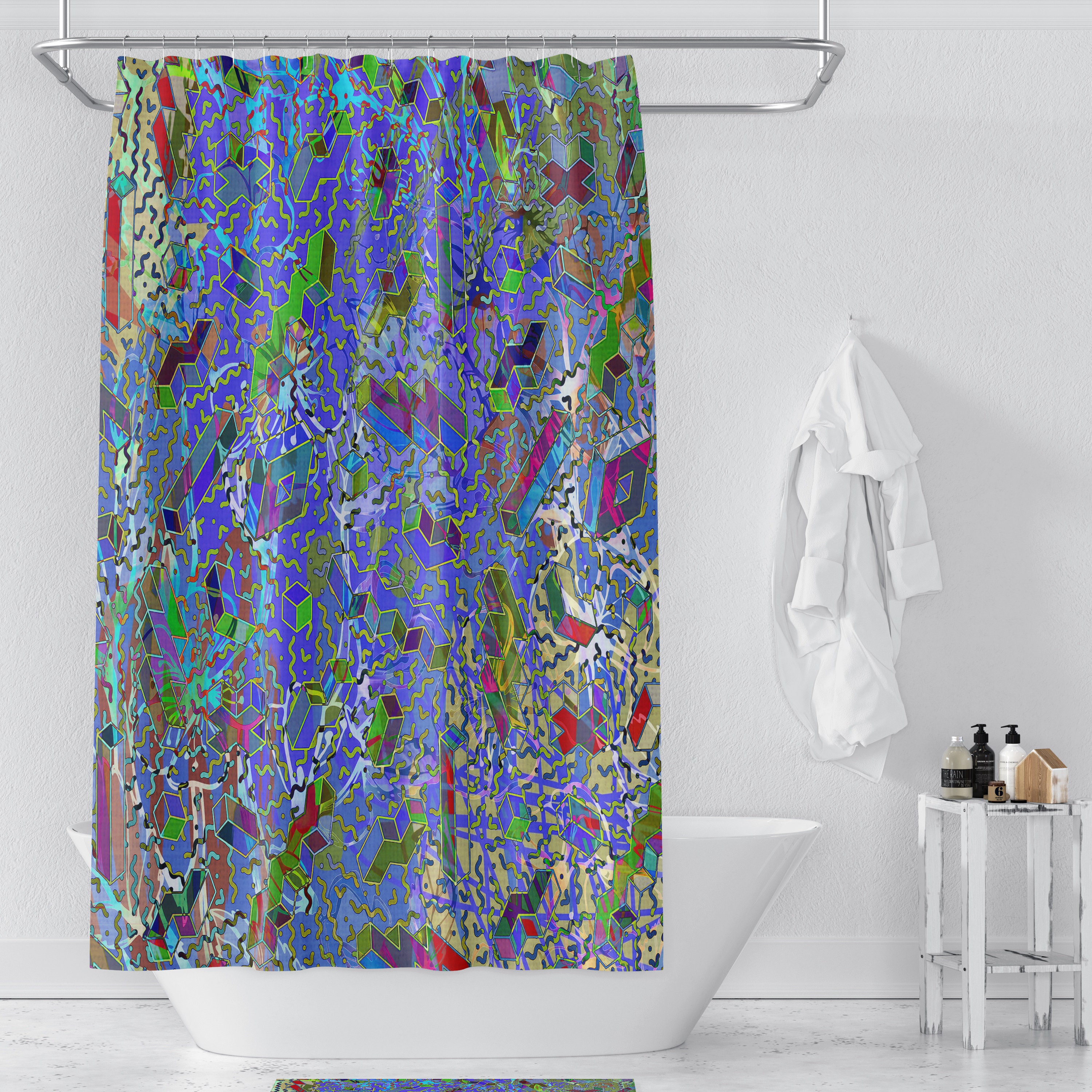 Funky Bohemian Shower Curtain Set with Colorful Bath Accessories - Image 2