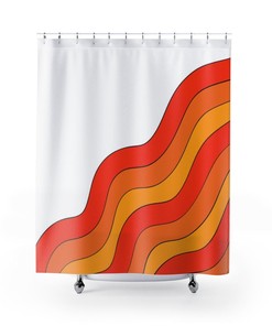 Funky Boho Shower Curtain, Psychedelic 60's 70's Hippie Bathroom Accessory with Groovy Decor