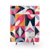 Funky Fun Pink, Blue, Mustard Yellow, Ice Gray, and White Mid Century Modern Retro Shower Curtain for a Playful Bathroom