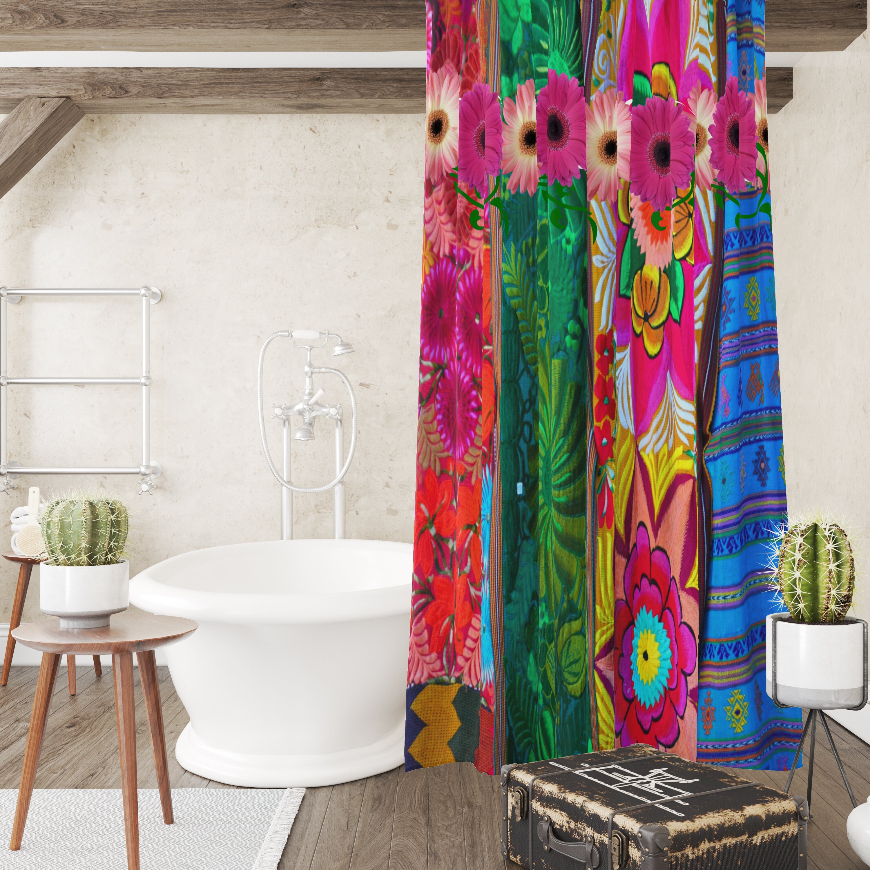 Funky Hippie Shower Curtain, Personalized Bath Mat and Towels for Unique Bathroom Decor with Best Shower Curtains