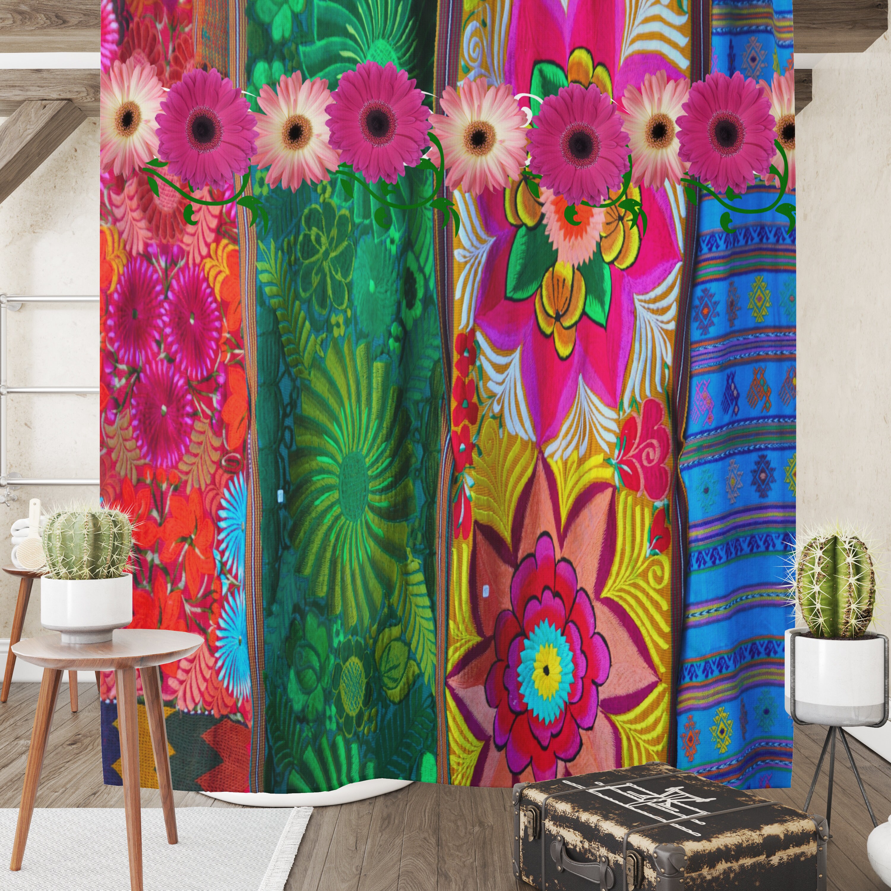 Funky Hippie Shower Curtain, Personalized Bath Mat and Towels for Unique Bathroom Decor with Best Shower Curtains - Image 2