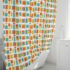 Funky Pattern with Pops of Color Retro Shower Curtain for Mid Century Modern Bath Decor with Vintage Appeal