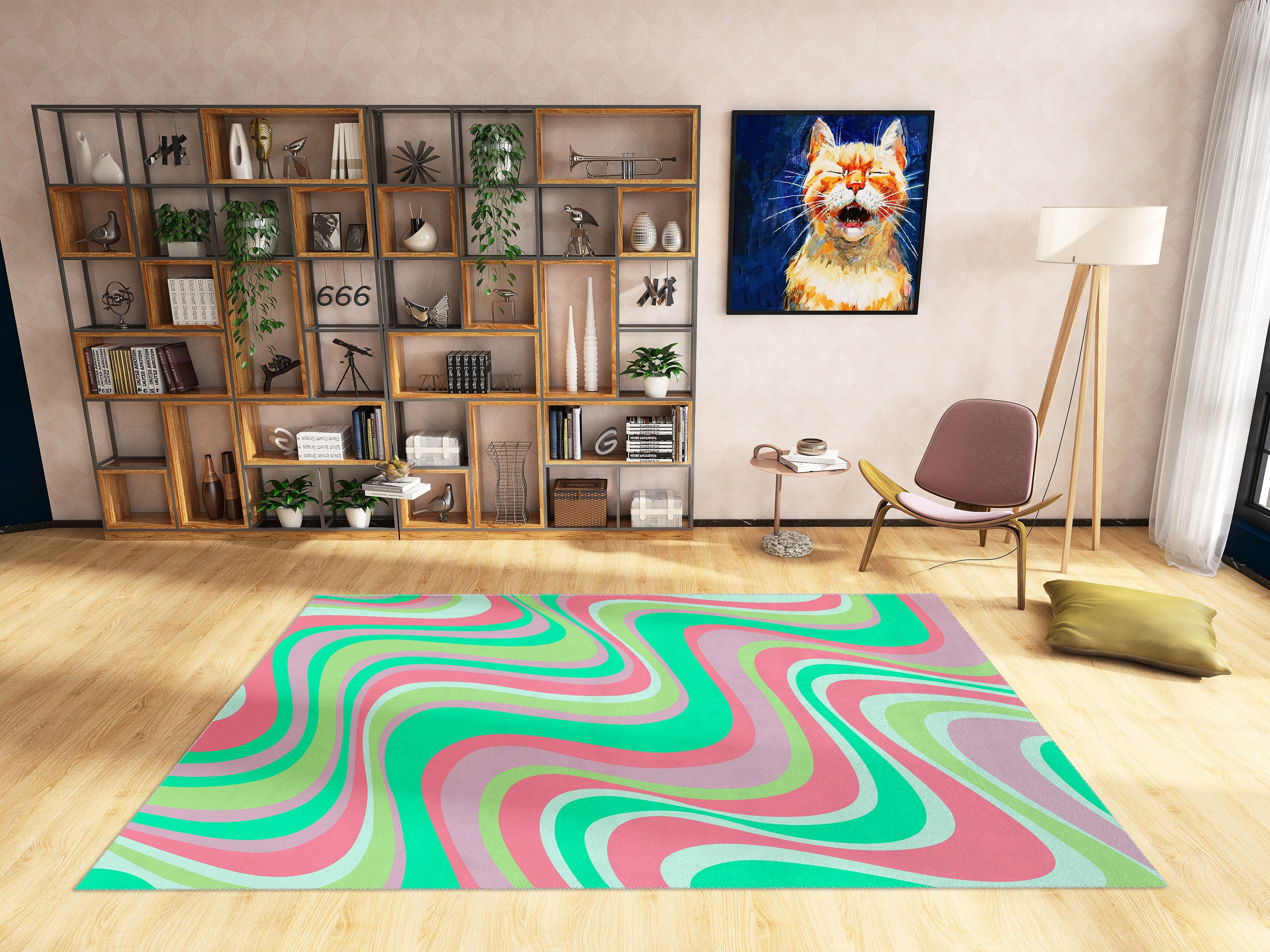 Funky Personalized Area Rug for Modern Chic Living Room or Bedroom Decoration - Image 2