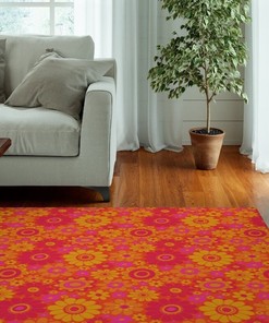 Funky Trippy Sun Personalized Retro Area Rug with Non-Slip Floor Mat for Boho Home Decor