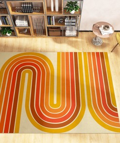 Funky and Groovy 70s Retro Trippy Wavy Hippie Decorative Rug for Living Room and Bedroom
