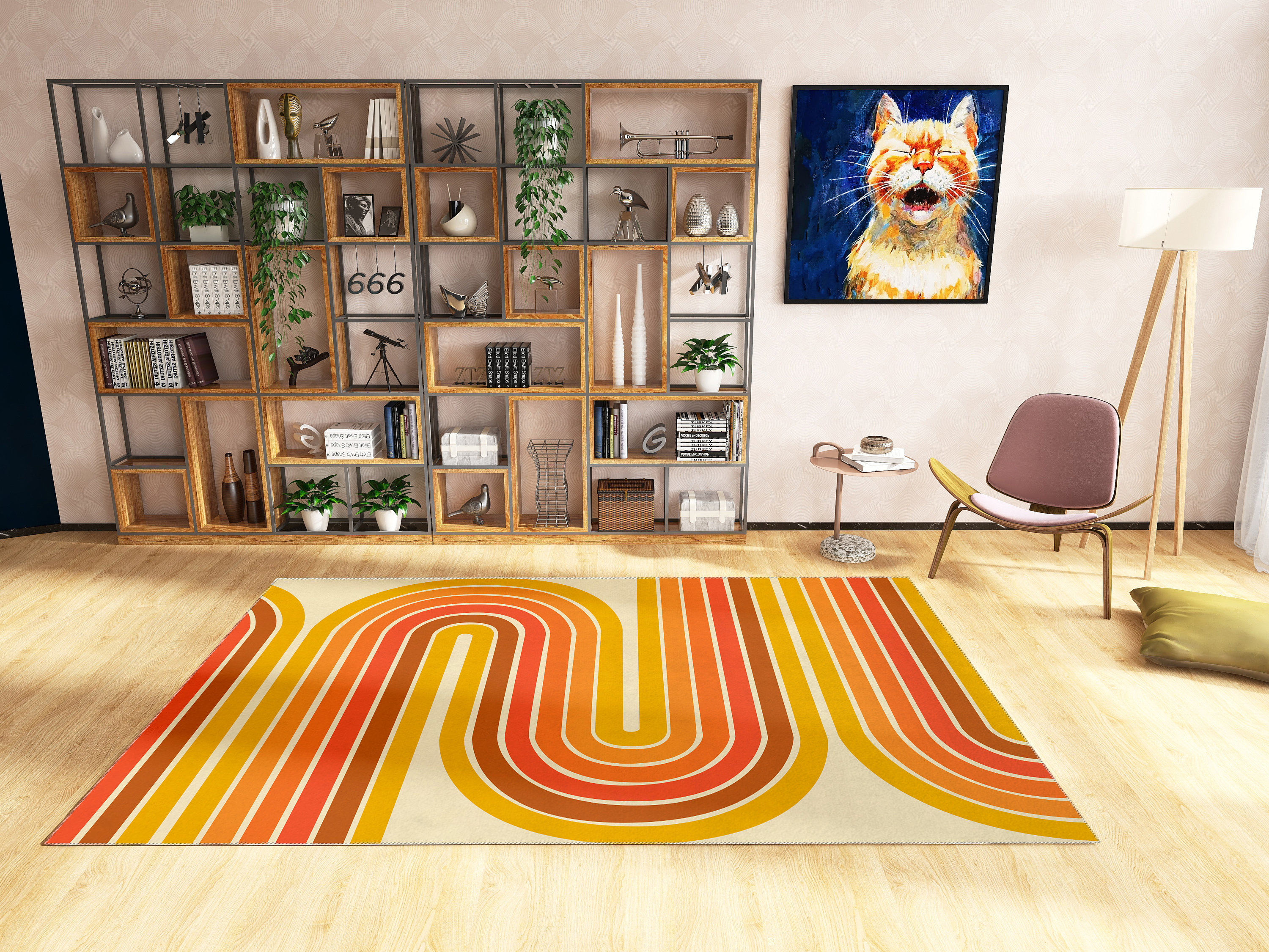 Funky and Groovy 70s Retro Trippy Wavy Hippie Decorative Rug for Living Room and Bedroom - Image 2