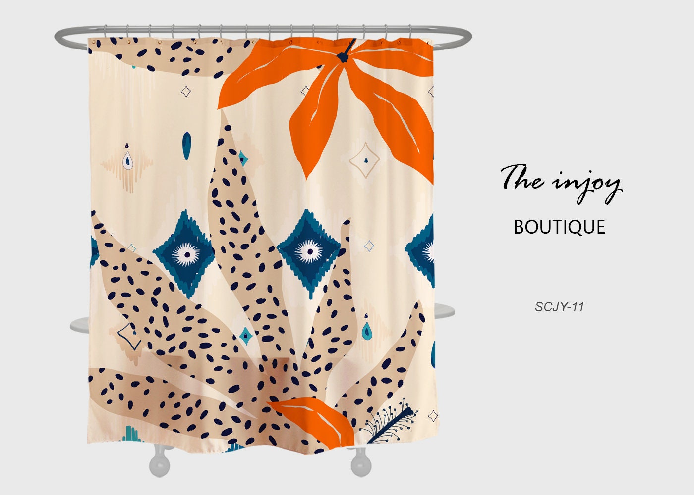 Funny Arts Abstract Monstera Shower Curtain, Waterproof & Washable for Bathroom, Custom Sizes Available